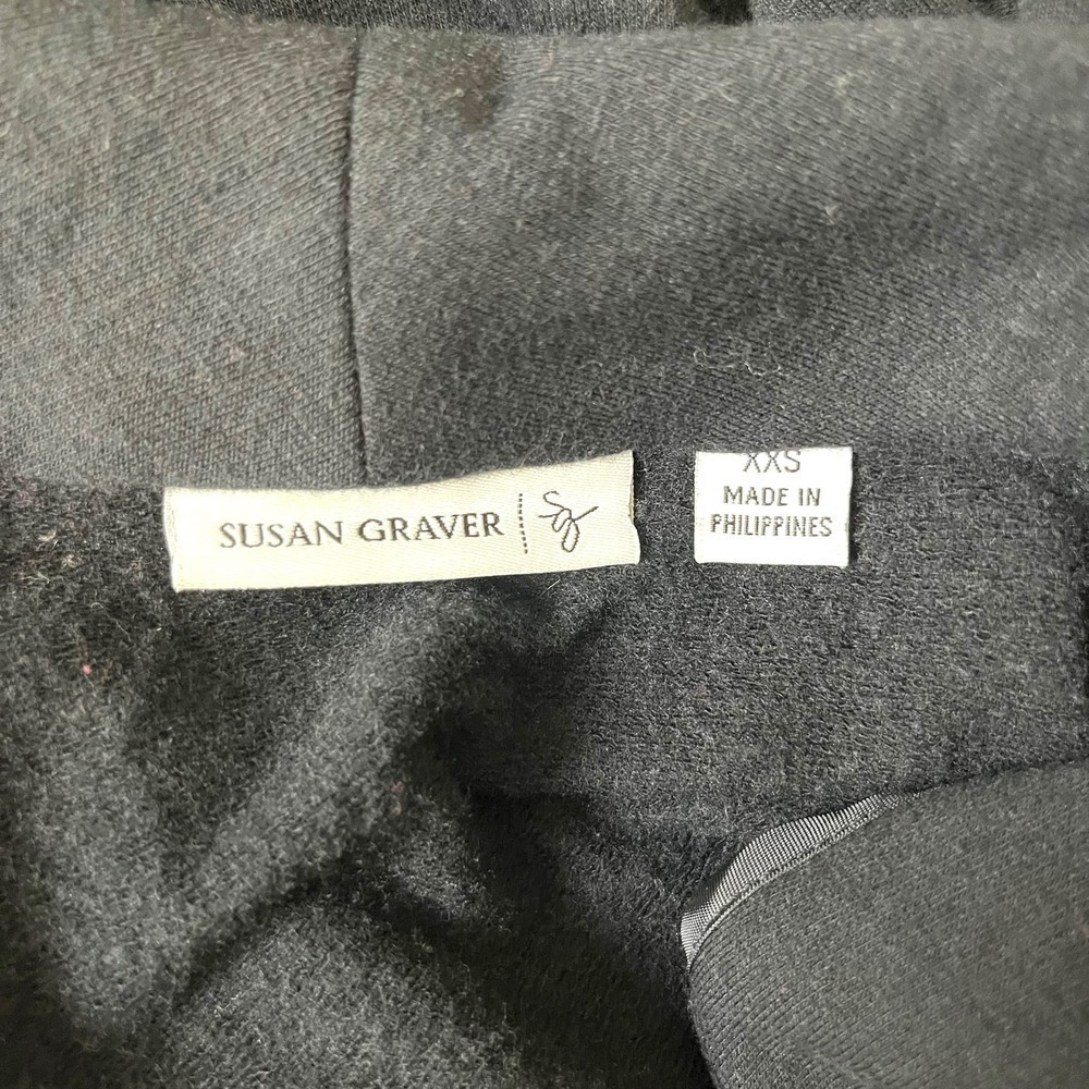 Susan Graver Jacket Womens XXS Black Cotton Single Button Casual Blazer Y2K - Picture 9 of 11